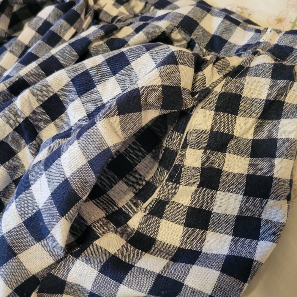 ModCloth Blue White Gingham Skirt 2X A-Line Belt Tie Pockets - Picture 6 of 11